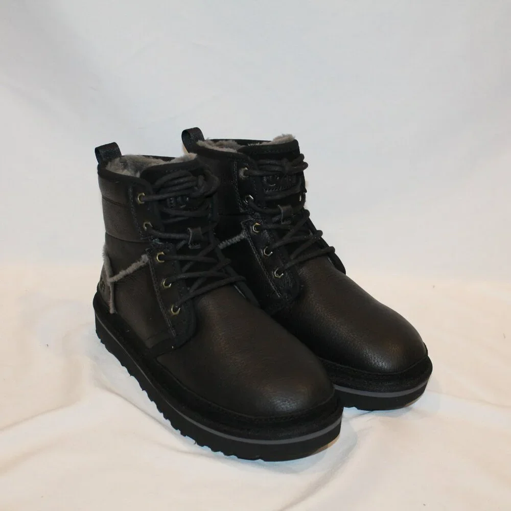 UGG‎ MEN'S LEATHER HIGH HERITAGE LEATHER LACE UP CHUKKA BOOTS BLACK GRAY NEW